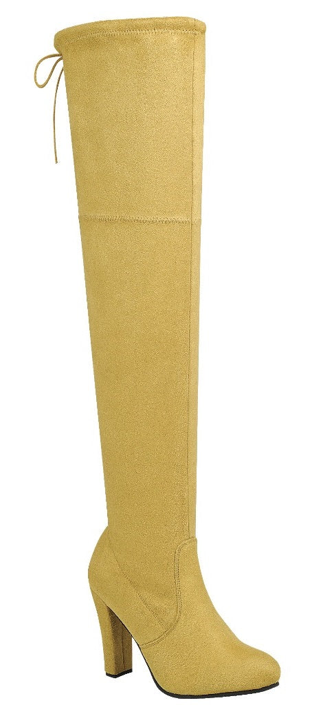 Dasia-H1 Women's Fashion Almond Toe Over The Knee Stretchy Snug Drawstring  High Heel Boots - Walmart.com